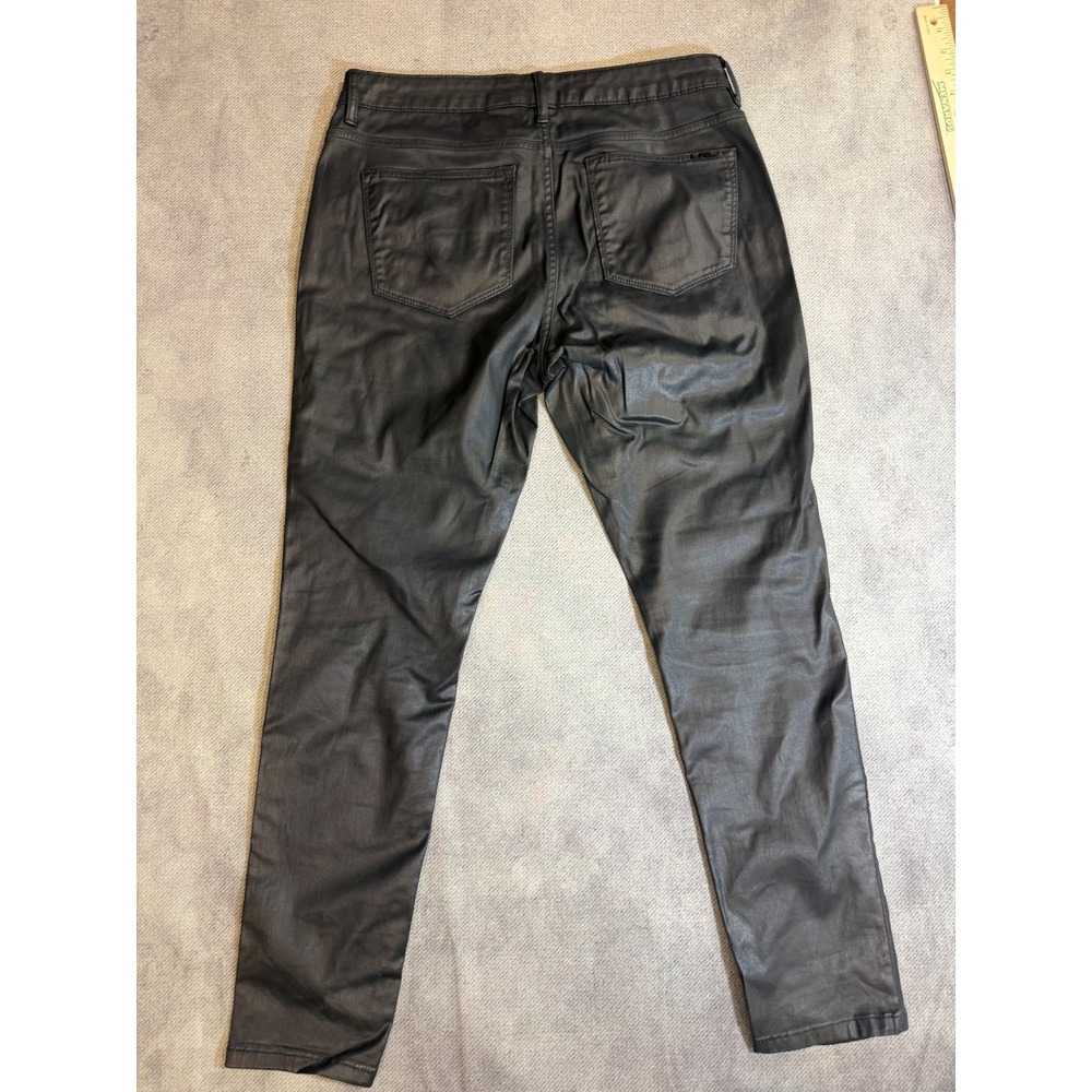 Lauren Ralph Lauren Black Coated Skinny Jeans Womens 12 Stretch Moto Pants - Picture 2 of 7
